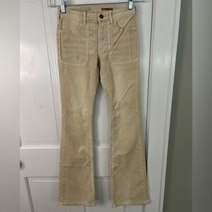 Anthropologie Pilcro Icon Flare Corduroy Pants Jeans Lowrise Cream Size 24T New